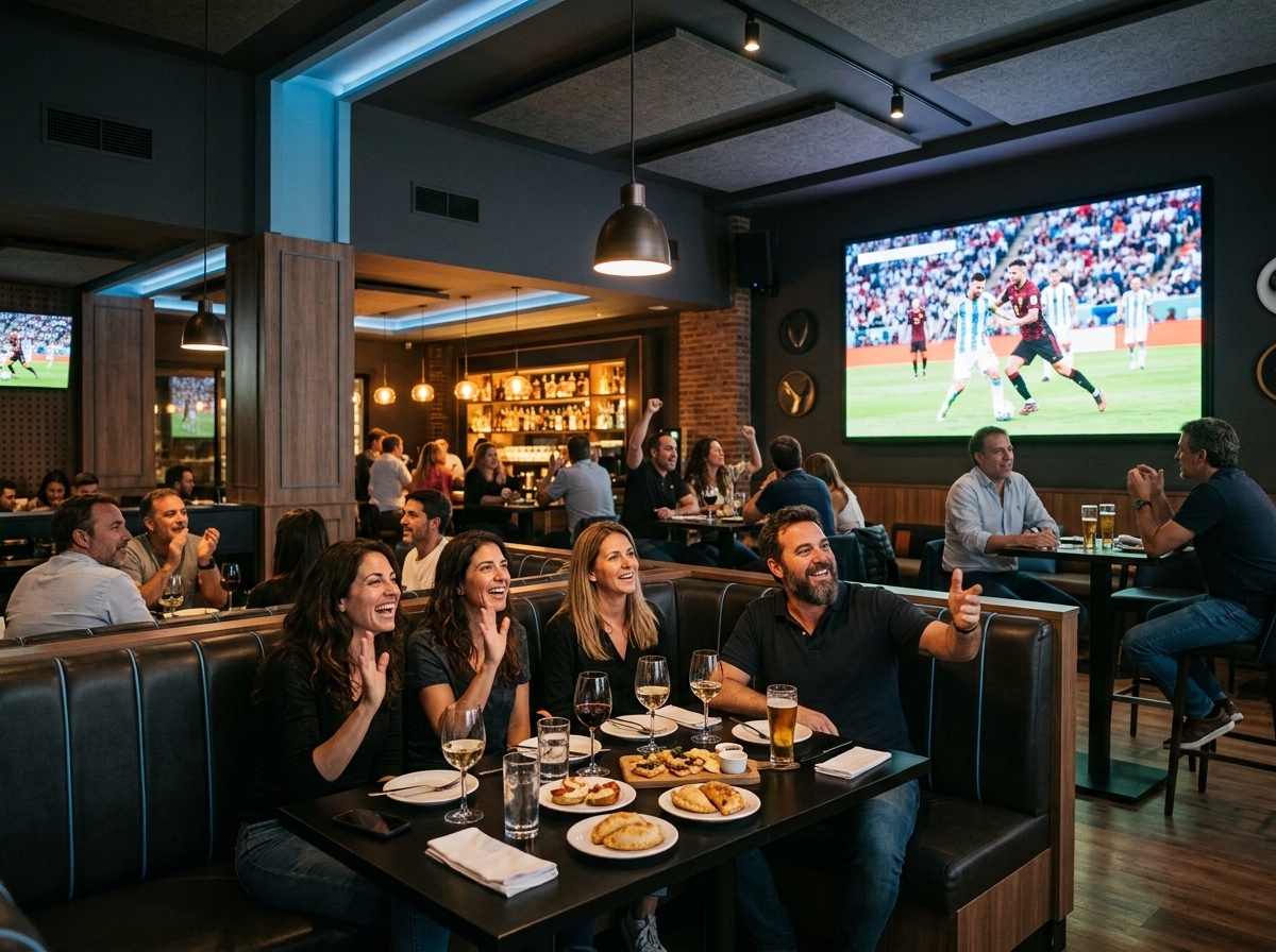 Comfortable group seating and large screens inside MatchSpotAR