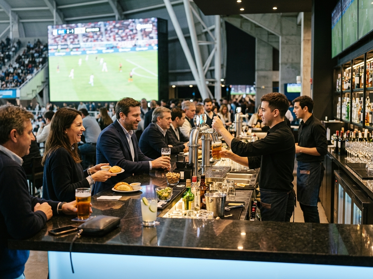 Bar counter serving food and drinks inside the venue