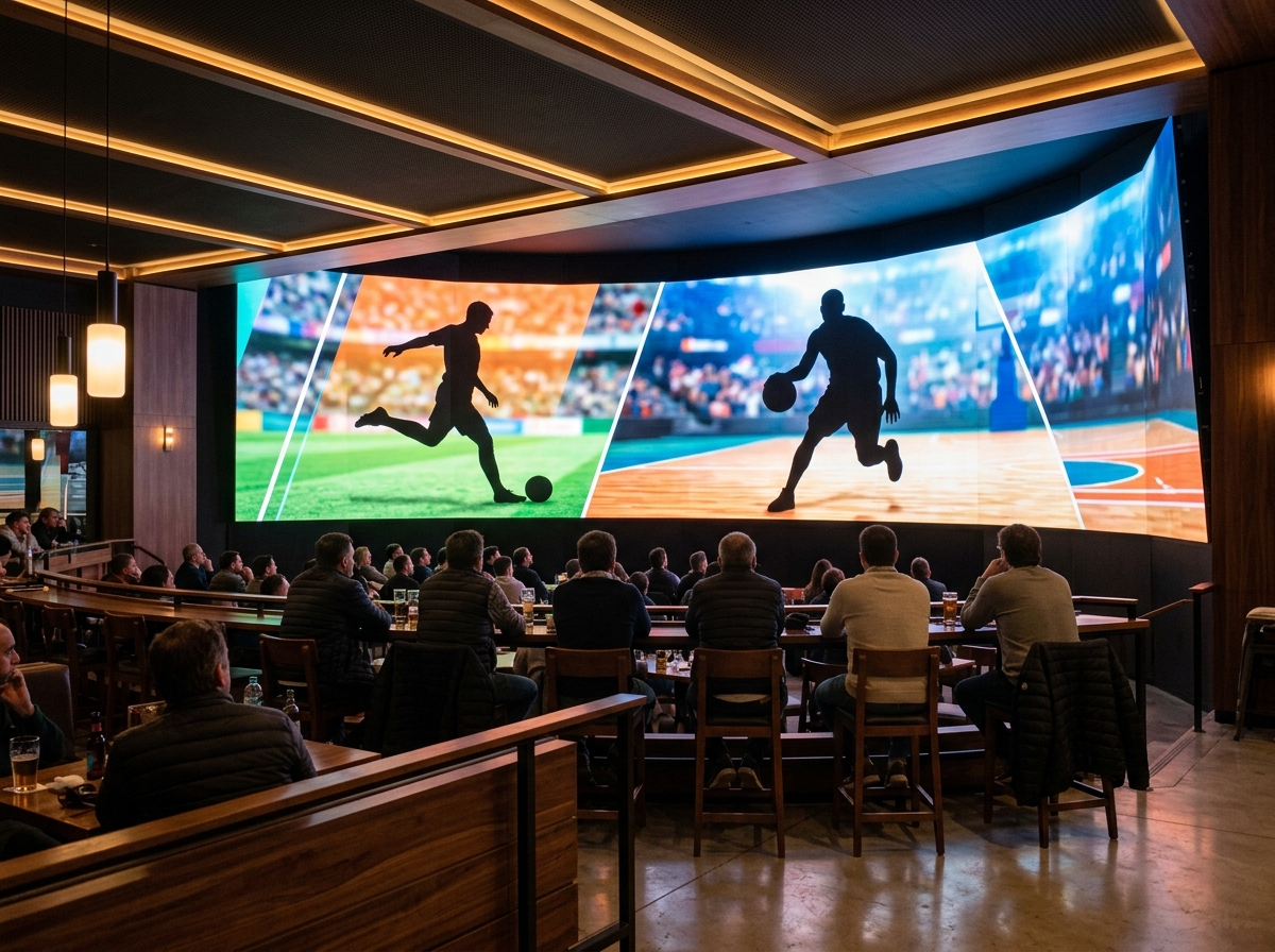 Large screen wall visible from the venue floor